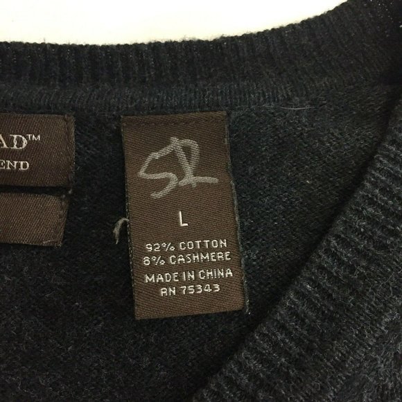 Chatham Road Argyle Sweater Mens L Gray V Neck Cotton Cashmere Blend Modern Fit - Picture 10 of 12